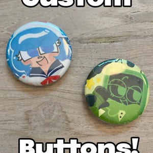 Custom Character Buttons/Pins: Personalized Art