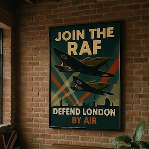 Vintage WW2 Aviation Poster: Join The RAF - Battle of Britain (Digital Download)
