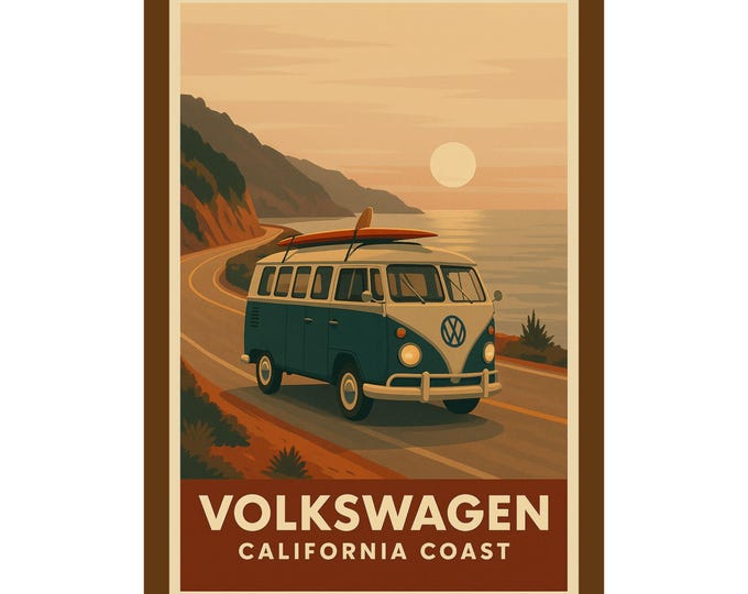 Matte Vertical Posters - VW Van Poster, Vintage Style, Retro, Surf Vibes, Wall Art Print, Home Decor