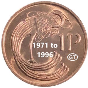 1971 bis 1996 Penny - Irland - Wählen Sie Jahr (e) und Menge