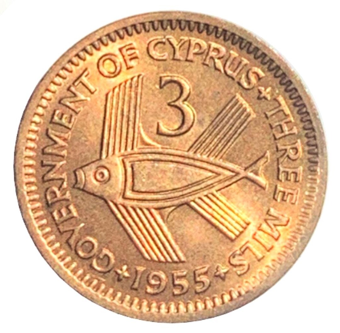 Sharp Coin 1955 3 Mils Cyprus - AU to BU - Sharp Flawless Coin - Etsy