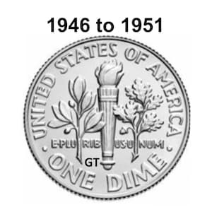 USA 1946-1951 10 Cent (Roosevelt Silver Dime) - .900 Silber - Jahr (e) und Minze auswählen
