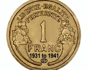 1920 年代のフランス 1 フランと 50 サンタイム コイン - 日付で選ぶ