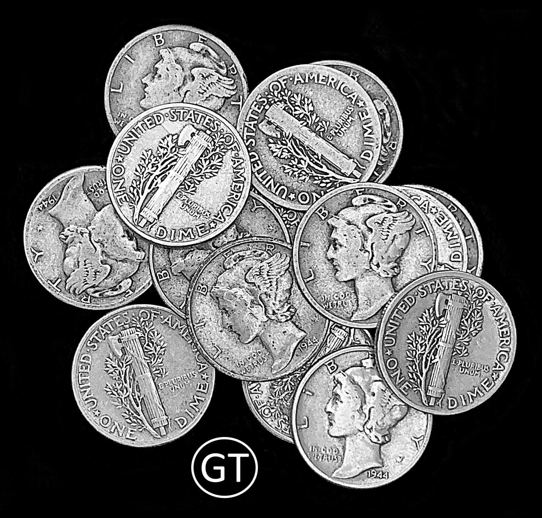 マーキュリーダイム銀貨 50枚1ロール マーキュリー ダイムズ: クラシック ウィングド リバティ シルバー