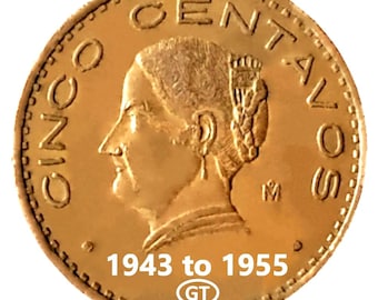 メキシコ 25 センタボス コイン |リバティキャップ | 1950 ～ 1953 年