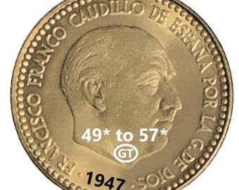 1947 1 Peseta - España - Francisco Franco - Choose Star (Año de producción)