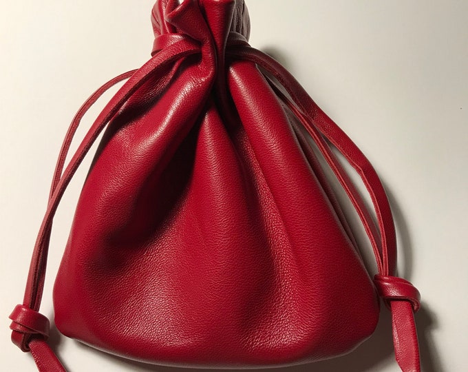 Leather Drawstring Pouch Bag,red Pouch Bag,medicine Bag, Crystals Pouch