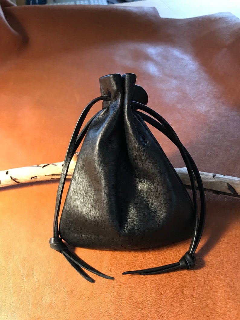 Leather Drawstring Medium Size Pouch Bag Made With Beautiful Etsy