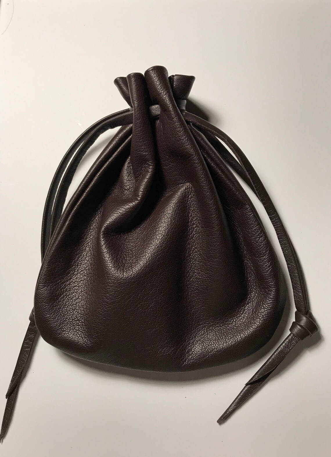 Large Leather Drawstring PouchBrown Leather BagHealing Etsy