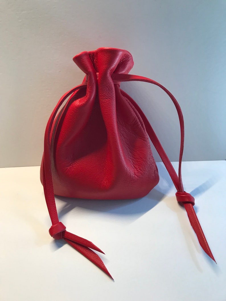 Leather Drawstring Pouch Bagred Pouch Bagmedicine Bag - Etsy