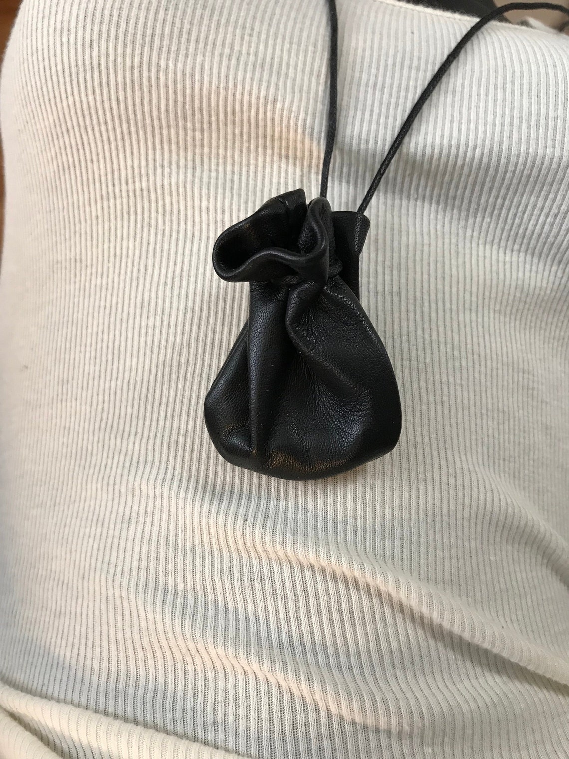 Leather Neck Pouch Bag Pouch Bag Necklace Little Black Bag Etsy