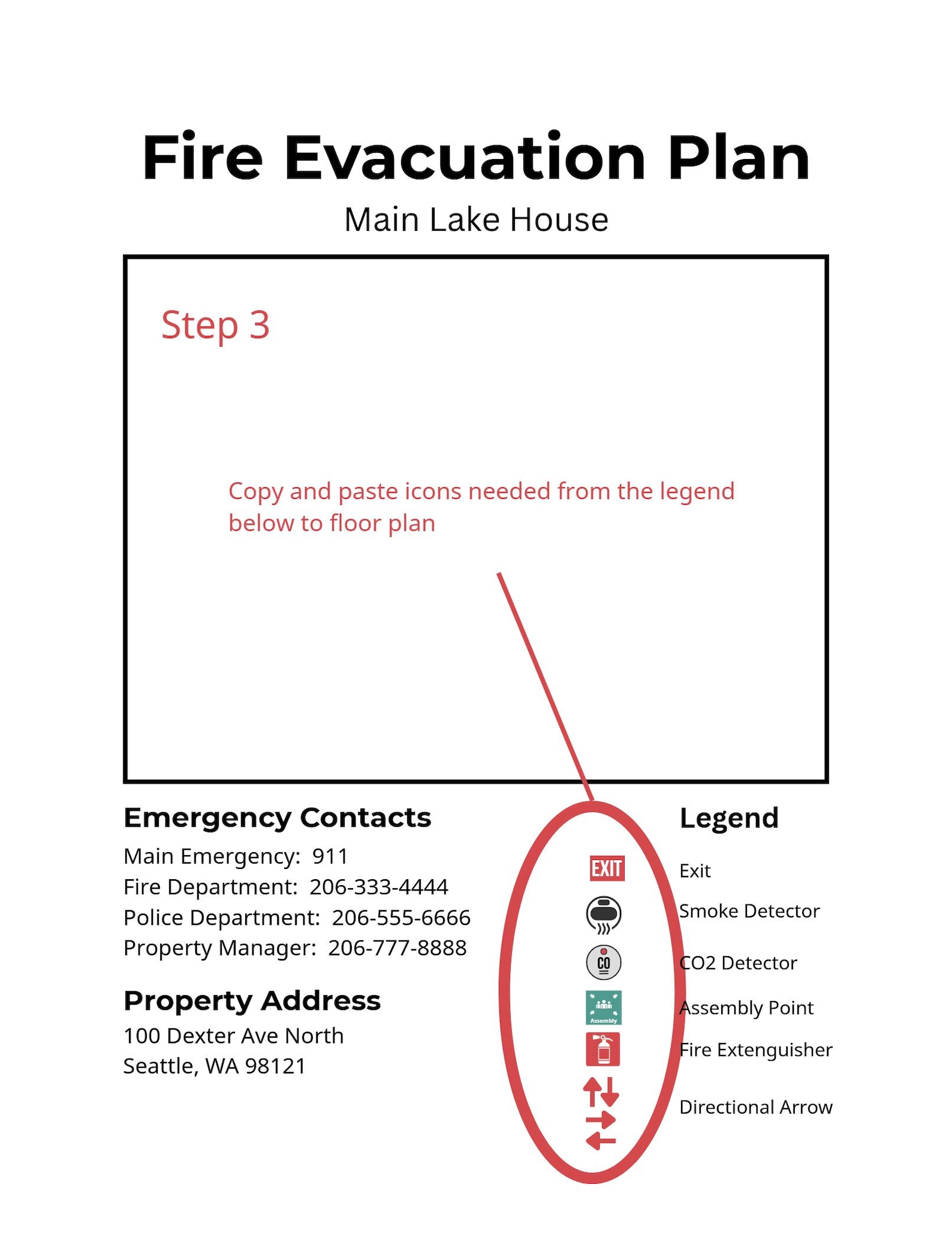 Fire Evacuation Plan, Single-use Editable Canva Template & Printable ...