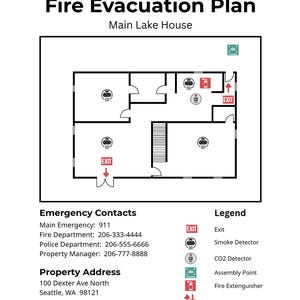 Fire Evacuation Plan | Editable Canva Template & Printable PDF for Home Safety