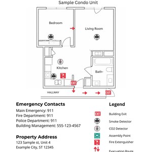 Fire Evacuation Plan Template Bundle for Small Business and Airbnb ...