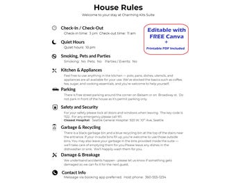 House Rules Template | Editable Canva Download + Printable Guest Rules | Airbnb Host Digital PDF