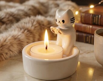 ネコ型ホルダー – 装飾ワックスライトスタンド、ホームアクセント