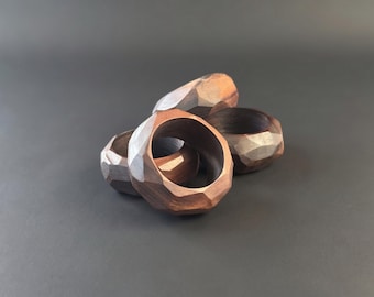 Stylish Round Maple Cherry Walnut Napkin Ring Set – Handmade Solid Wood, Set of 4