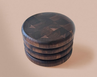 Walnut End-Grain Coaster - Handmade Minimalist Home Decor for Hot & Cold Drinks, Cottagecore Style