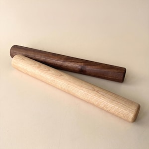 Modern Walnut Maple Cherry Rolling Pin – Handmade Solid Wood Dowel Tool
