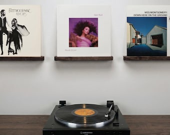 Solid Maple Walnut LP Record Shelf – Wall Mount Album Display – Grande
