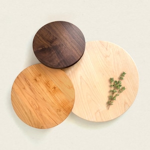 Circular Walnut Maple Cherry Cutting Board – Handmade Minimalist Wood Board for Chopping