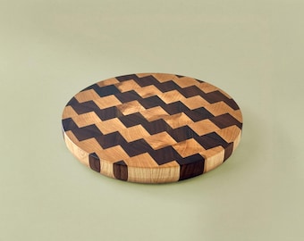 End‑Grain Walnut Maple Board – Handmade Small Charcuterie & Prep Piece - 6x6 Inches