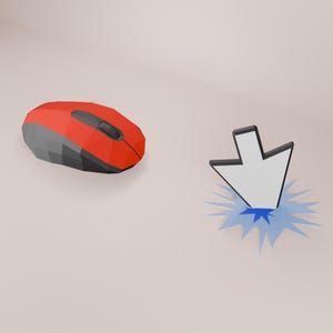 Ratón gigante de computadora y su cursor: manualidad de papel: decoración de oficina peculiar para geeks, manualidad de papel 3D DIY de baja poli, descarga digital para imprimir y ensamblar
