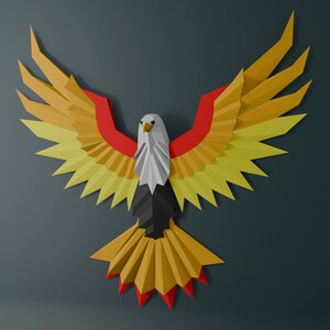 Trophée aigle, DIY low poly 3D, création en papier, téléchargement numérique à imprimer, décoration murale, à assembler