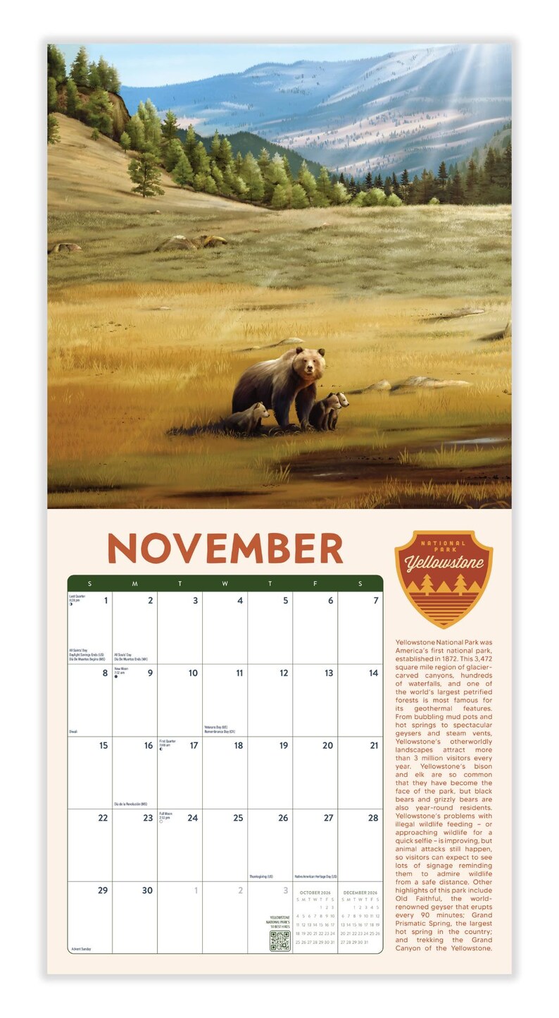 2026 Illustrated National Parks Monthly Calendar - Etsy