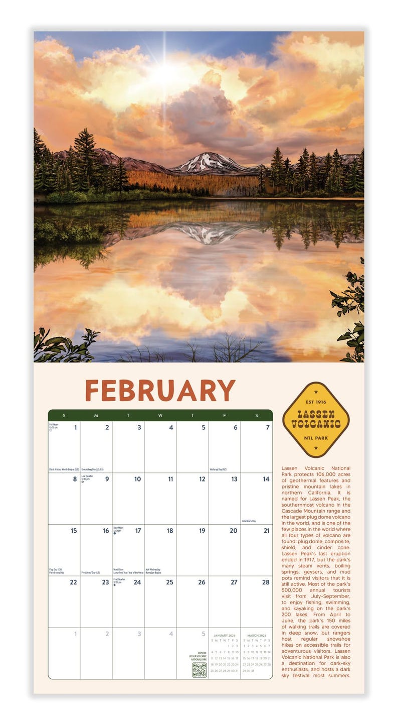 2026 Illustrated National Parks Monthly Calendar - Etsy