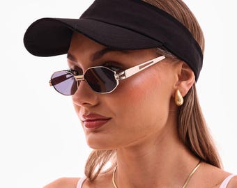 Gorra negra con visera suave / Gorra deportiva hecha a mano de mezcla de algodón para mujer / Elegante gorra ajustable para exteriores
