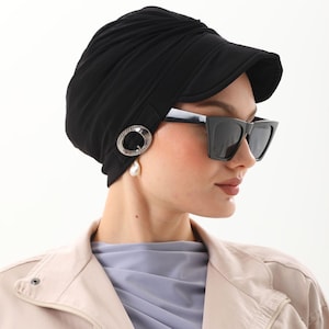 Dior Black Pleated Turban with Crystal Trim Prada Navy Blue Pleated Silk Satin Turban Size M Prada | TLC US main image 2