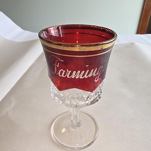 Ruby Stained Souvenir Glass EAPG