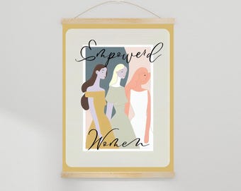 Feministyczny wydruk artystyczny: Abstrakcyjna dekoracja ścienna „Wzmocnione kobiety” (pobranie cyfrowe)