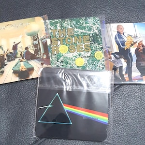 6x Favorite square music album cover coasters. Circle Vinyl record coasters