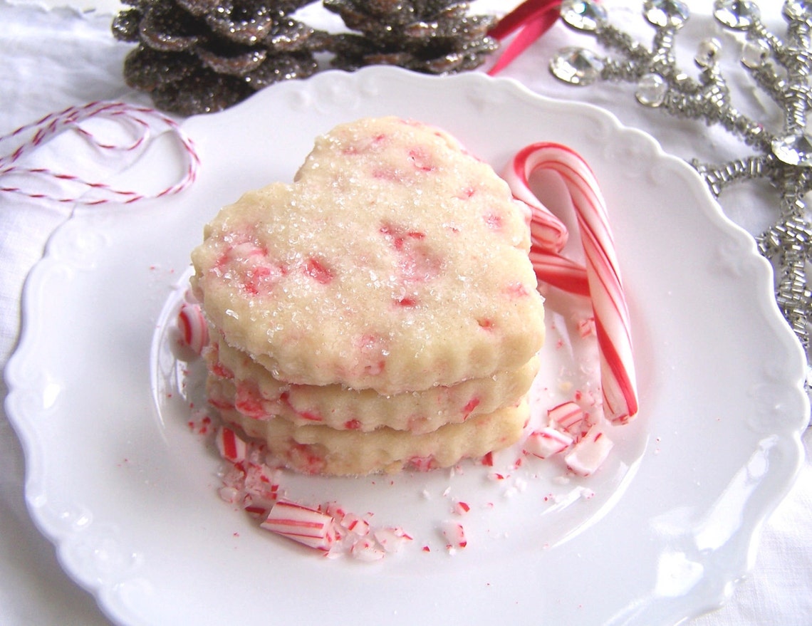 Candy Cane Shortbread Cookies 1 Dozen Etsy