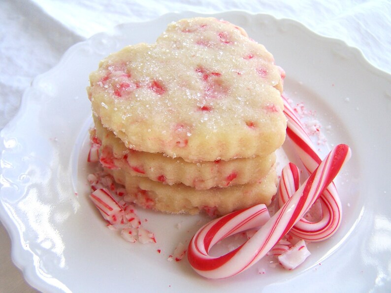 Candy Cane Shortbread Cookies 1 Dozen Etsy