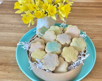 Springtime Flower Shortbread Blossom Gift Box - You Choose Flavor - 21 Small Cookies