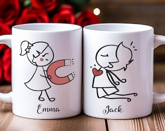 Customizable Valentine’s Day Coffee Mug, Personalized Couple Gift, Custom Name Mug, Romantic Gift for Him or Her