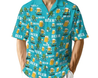 Hawaiiaans biershirt, tropisch aloha-shirt voor mannen en vrouwen, grappig ontwerp bier drinken, zomer BBQ-shirt S-5XL