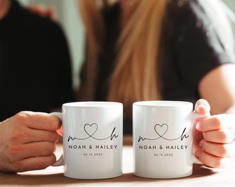 Personalized Mr & Mrs Coffee Mugs, Husband and Wife Mugs, Custom Mr and Mrs Mugs, Wedding Gift, Couple Mug Set