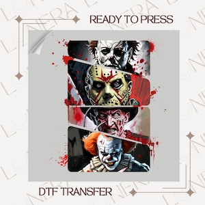 Horror Characters Dtf Transfers, Horror Killer DTF, Sublimation Dtf transfer, Special Quality Design, Ready To Press, Press Heat Transfers
