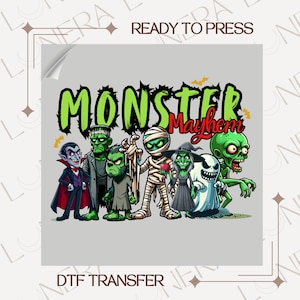 Monster Mash Halloween Dtf Transfers, Horror Killer DTF, Sublimation Dtf transfer, Funny Halloween Dtf, Ready To Press, Press Heat Transfers