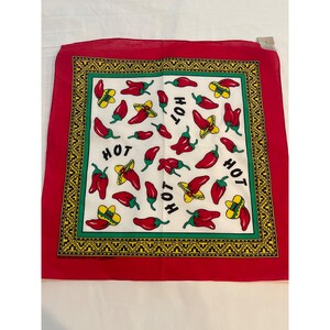 Pañuelo vaquero tipo bandana, pañuelo estilo suroeste, chile jalapeño rojo picante, vintage. imagen 6