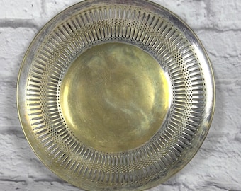 Plato de servir pan calado de 25 cm (10") de EPNS plateado vintage con sello de león.