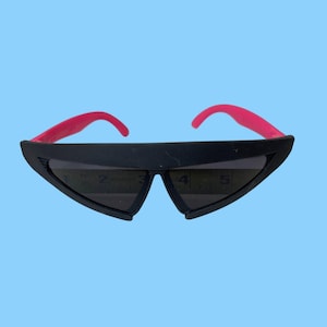 Vintage Pizza Hut Sonnenbrille Zurück in die Zukunft Hot Pink Schwarz Futuristische Brillen