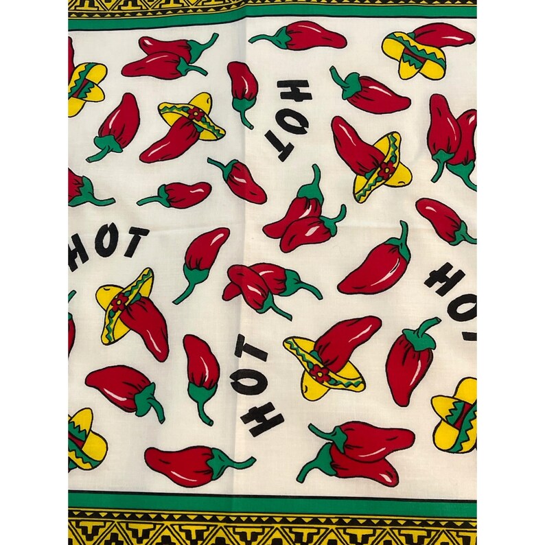 Pañuelo vaquero tipo bandana, pañuelo estilo suroeste, chile jalapeño rojo picante, vintage. imagen 5