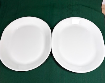 Vintage Set of 2  Winter Frost White Oval Serving Platters Corelle Corning USA