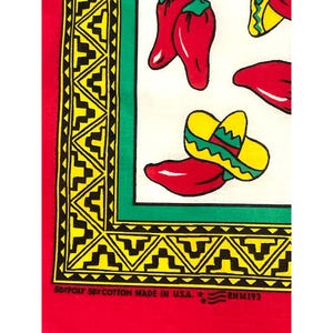 Pañuelo vaquero tipo bandana, pañuelo estilo suroeste, chile jalapeño rojo picante, vintage. imagen 1