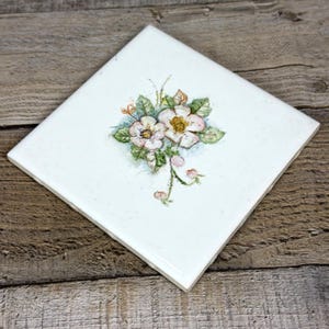 VTG 1979 Franciscan Pink Desert Rose Ceramic Tile Trivet Japan Floral Coaster